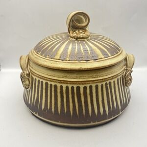 Vintage Hamilton Studio Art Pottery Covered Dish Dresser‎ Jar Felt Bottom